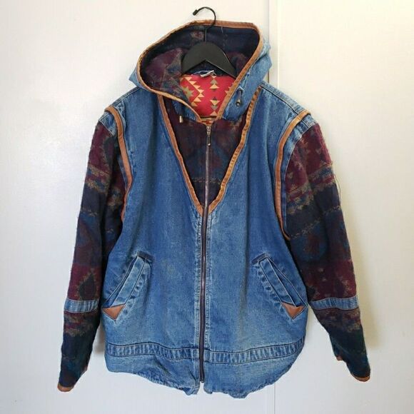 Jackets & Blazers - Vtg Outbrook Denim Western Aztec Jacket 90’s Size 20W Women's Chore Barn Coat